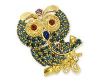 3.86ct フクロウモチーフ ダイヤモンドブローチ[K18YG]
