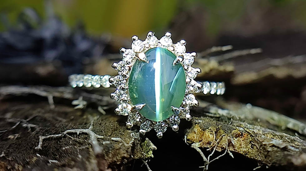 キャッツアイ リング 指輪 大粒 4.34ct Pt900 クリソベリル