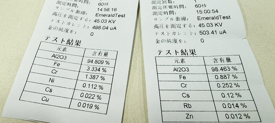 XRF-A7実データ比較：天然VS合成エメラルドの判別ポイント